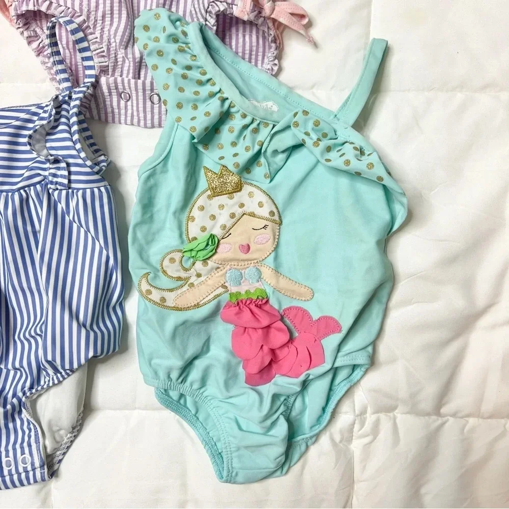 Bundle of 3 Baby / Toddler Girl 12-18 Month One Piece Swimsuits